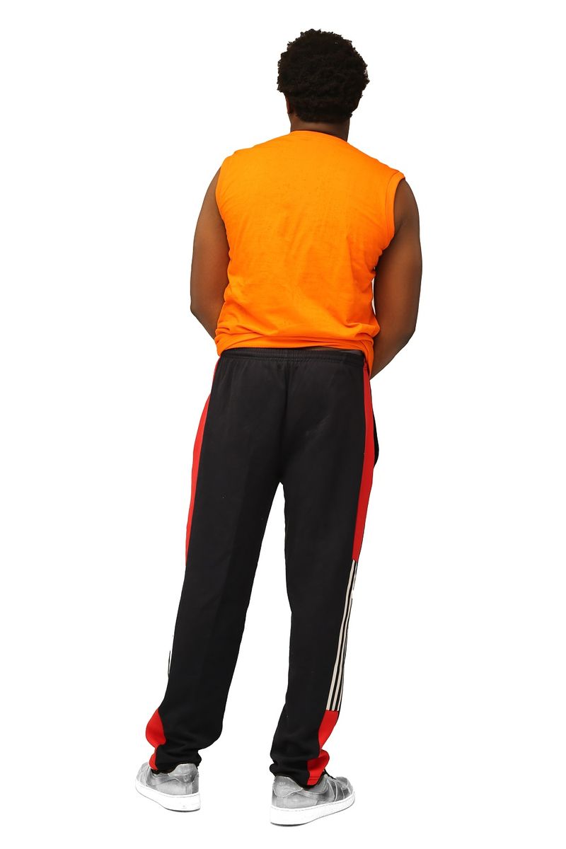 Comfortable Red & White Stripes On Black Joggers/Sweatpants