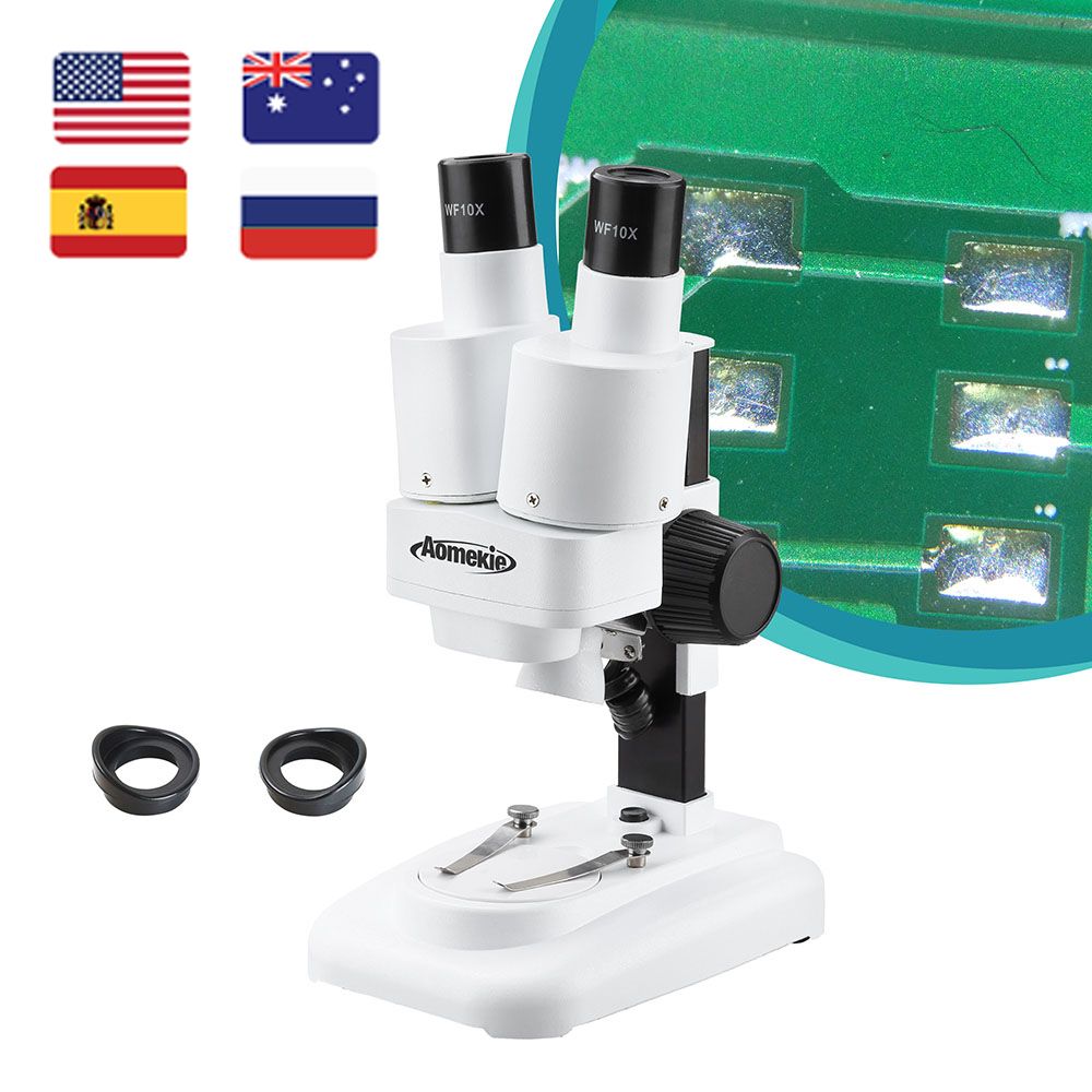 AOMEKIE 20X Binocular Stereo Microscope Wide Field Of Vision For PCB Solder Mobile Repair Tool Slides Mineral Watching Kids Gift