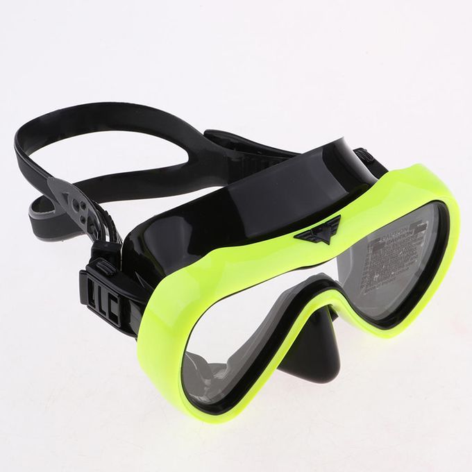 Anti-Fog Snorkel Mask Impact Resistant Tempered Glass Dry Top Yellow