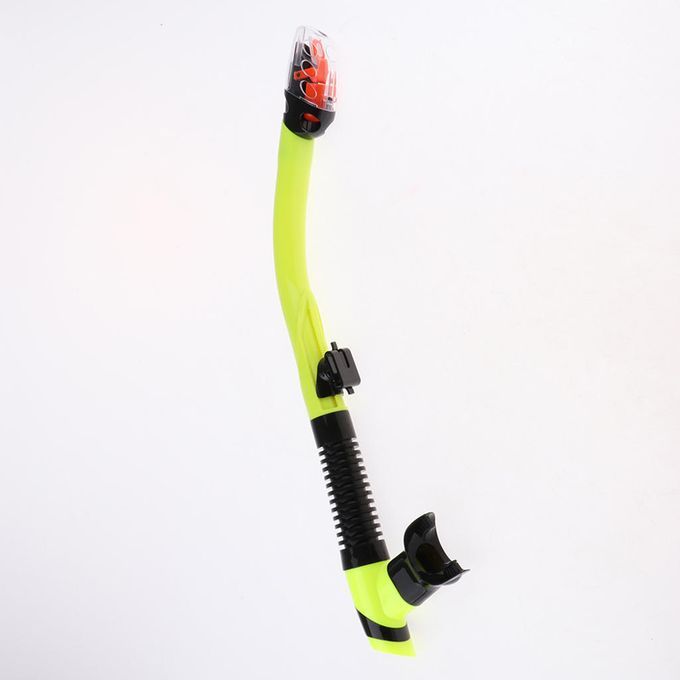 Anti-Fog Snorkel Mask Impact Resistant Tempered Glass Dry Top Yellow