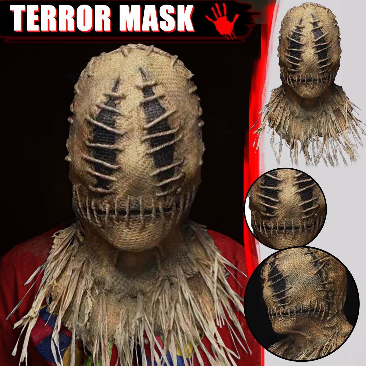 Scary Halloween Scarecrow Mask Headdress Funny Props Horror