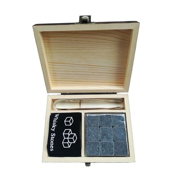 Whiskey Stones With Words Wooden Box Ice Cream Grinder