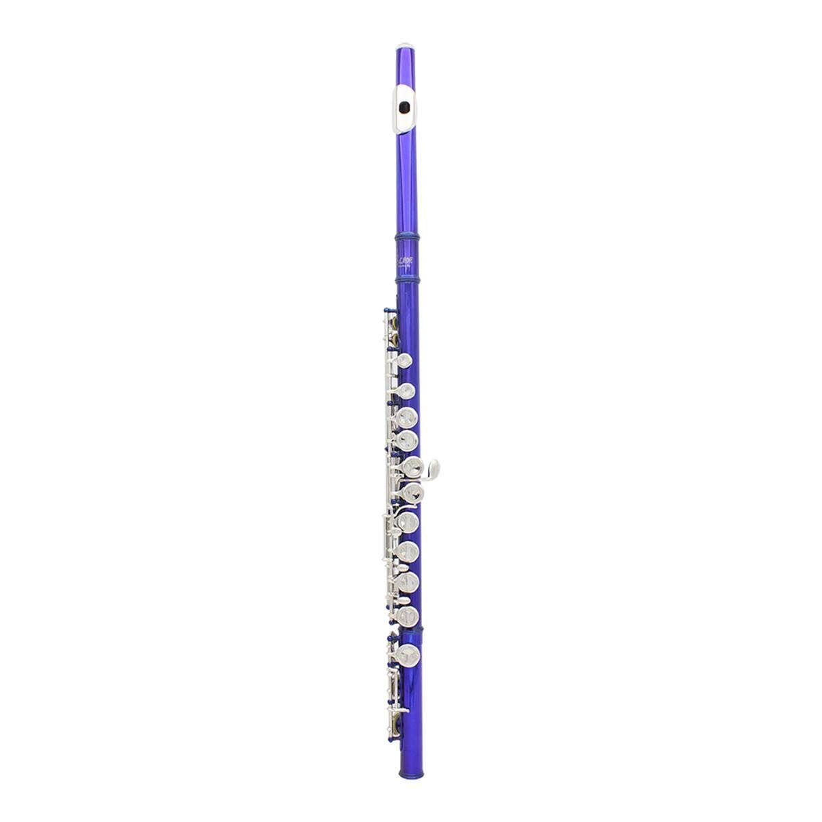 16 Holes Key Flute Cupronickel Plated Silver Woodwind Instrument With Cleaning Cloth Padded Case Blue (blue)