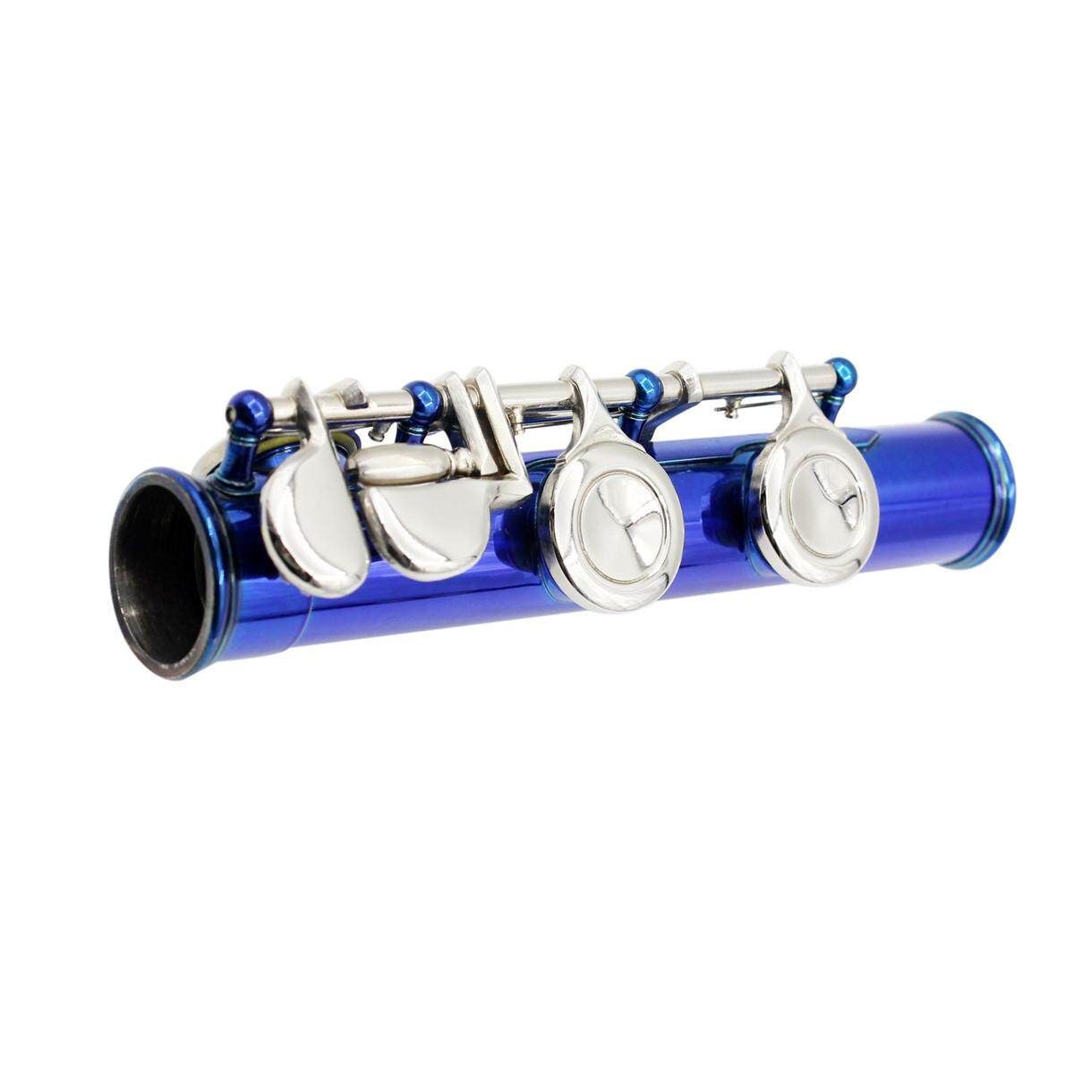 16 Holes Key Flute Cupronickel Plated Silver Woodwind Instrument With Cleaning Cloth Padded Case Blue (blue)