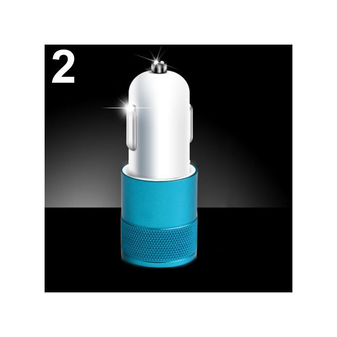 Universal 12-24V Dual USB 2 Port 3.1A LED Light Car Charger For Samsung IPhone-Blue