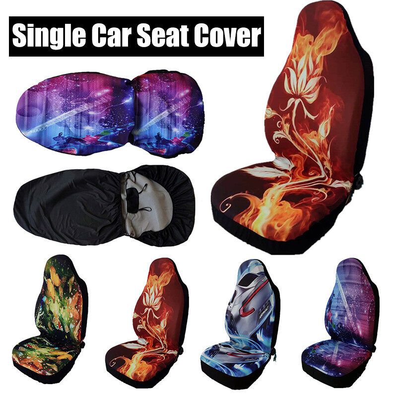 (Digital Printing) Single-Seat Car Seat Cover Front Seat Cover All-season Auto Protector Interior Car Cushion Polyester Cover For Car Truck SUV Van-Protect From Mud And Dirt Car