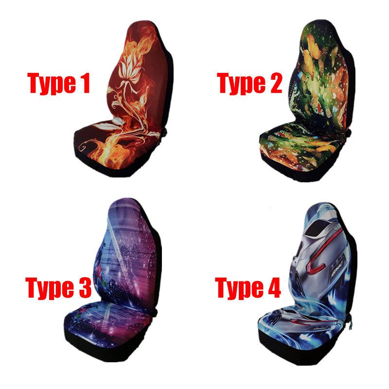 (Digital Printing) Single-Seat Car Seat Cover Front Seat Cover All-season Auto Protector Interior Car Cushion Polyester Cover For Car Truck SUV Van-Protect From Mud And Dirt Car