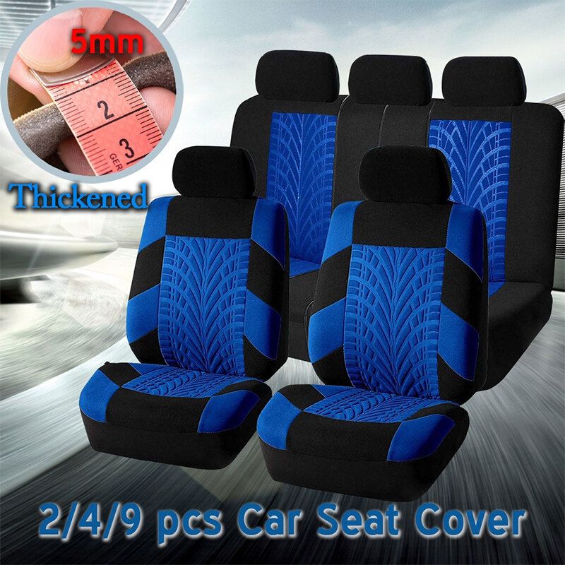 (1/2/5-seater) 5mm Breathable Car Seat Cover All-season Auto Protector Interior Front Seat Rear Seat Back Seat Cushion Cover W/ Separate Headrest Cover For Car Truck SUV Van BLK+GREY (5-seaters)