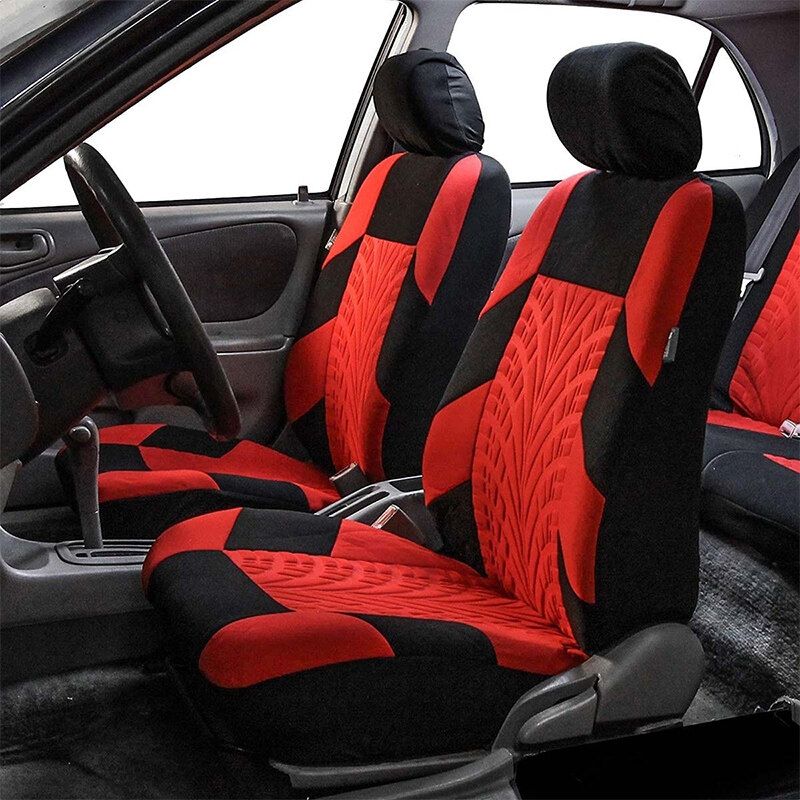 (1/2/5-seater) 5mm Breathable Car Seat Cover All-season Auto Protector Interior Front Seat Rear Seat Back Seat Cushion Cover W/ Separate Headrest Cover For Car Truck SUV Van BLK+GREY (5-seaters)
