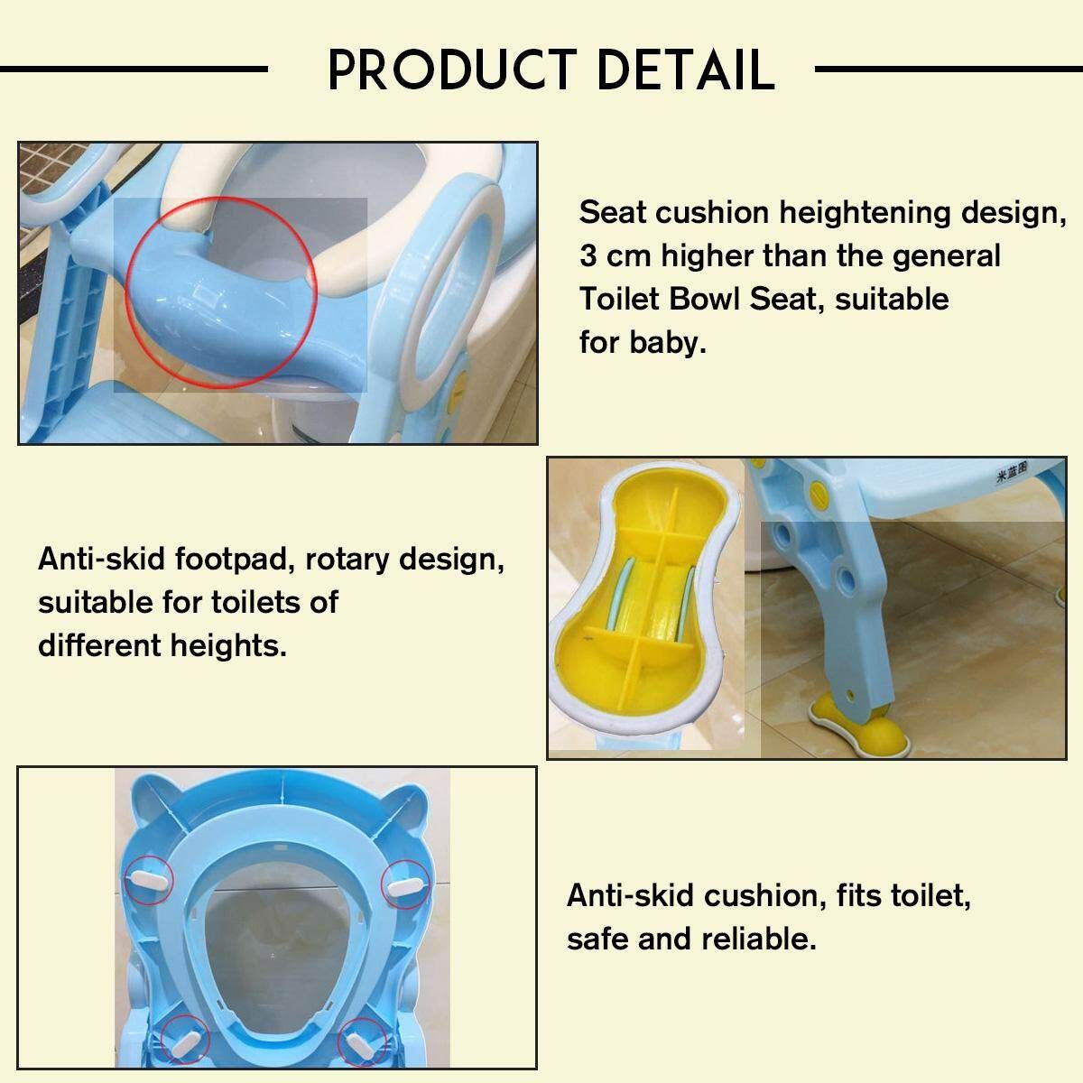 Super Safe Non Slip Kids Baby Toddler Toilet Seat Ladder Step Potty Training