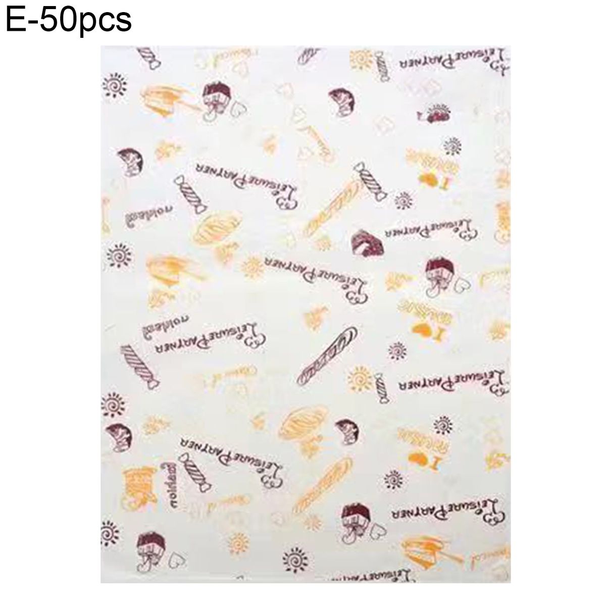 50Pcs Food Basket Liner Barley Print Tray Liner E