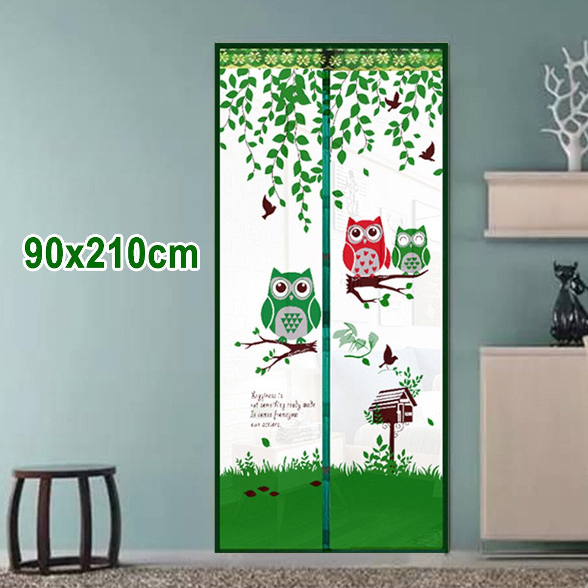 Magnetic Door Net Mosquito Screen Mesh Hands-Free Anti Bugs Insect Curtain Summe 90*210cm Green