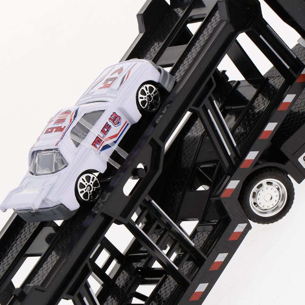 Friction Powered Transport Car Carrier Truck Toy Pull Back Cars White