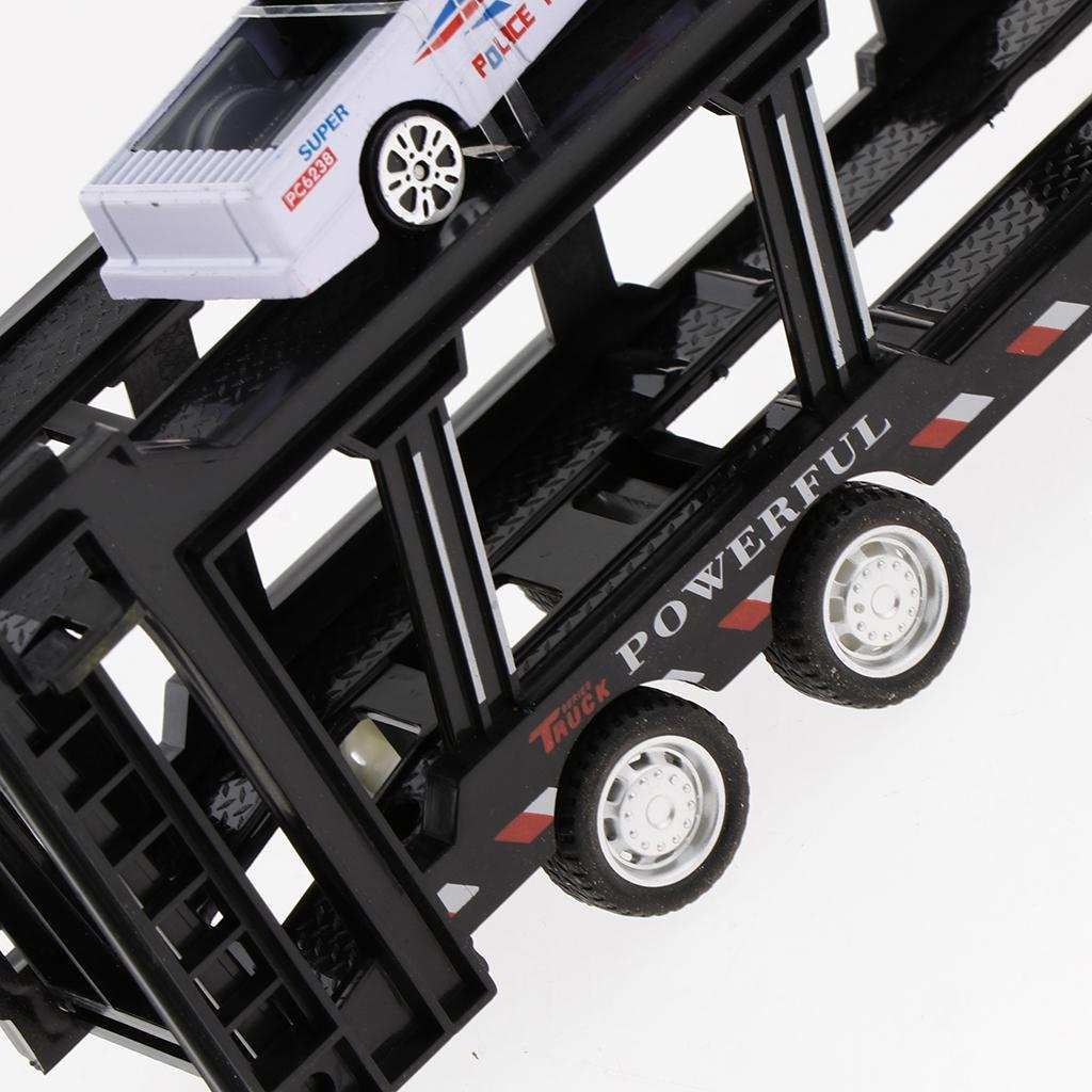 Friction Powered Transport Car Carrier Truck Toy Pull Back Cars White