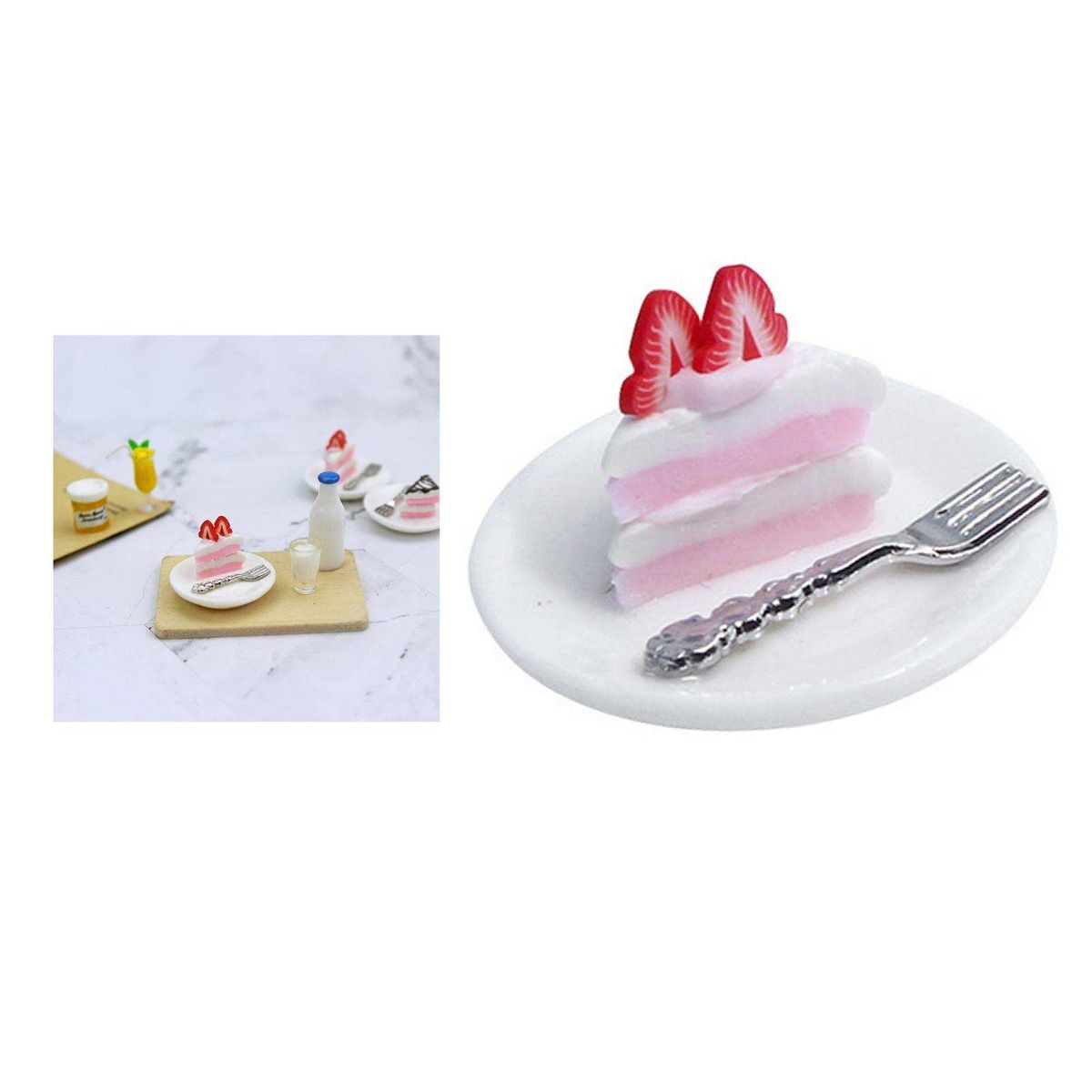 1/12 Miniatures Dollhouse Play Food Cake Dollhouse Strawberry Cake