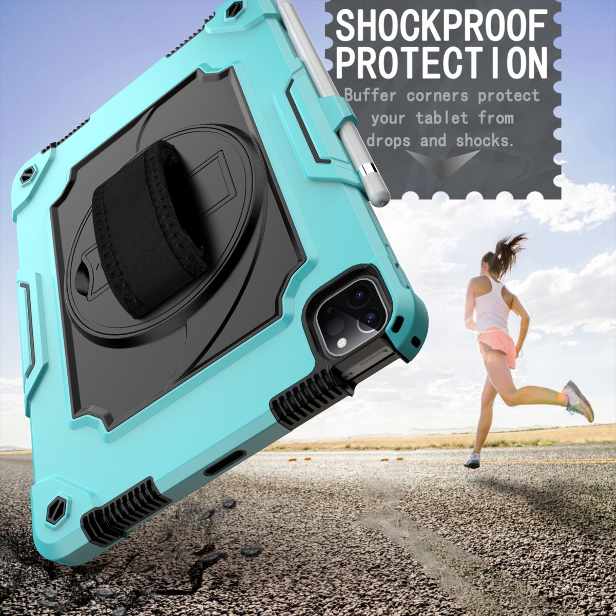 Silicone+PC Case For IPad Air (2020) 10.9 / Pro 11 (2020)-Mint Green + Black