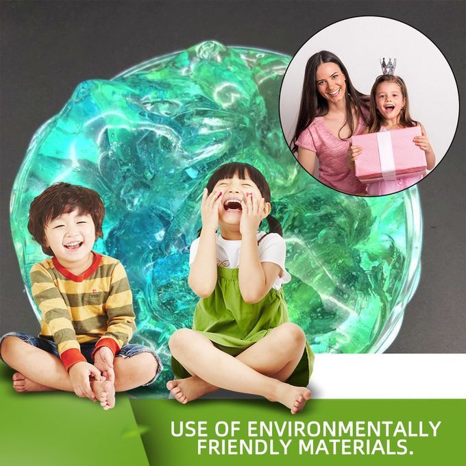 60ML  Lay Slime DIY  Rystal Mud Play Transparent Magi  Kid Toys Best Gift-green & Blue