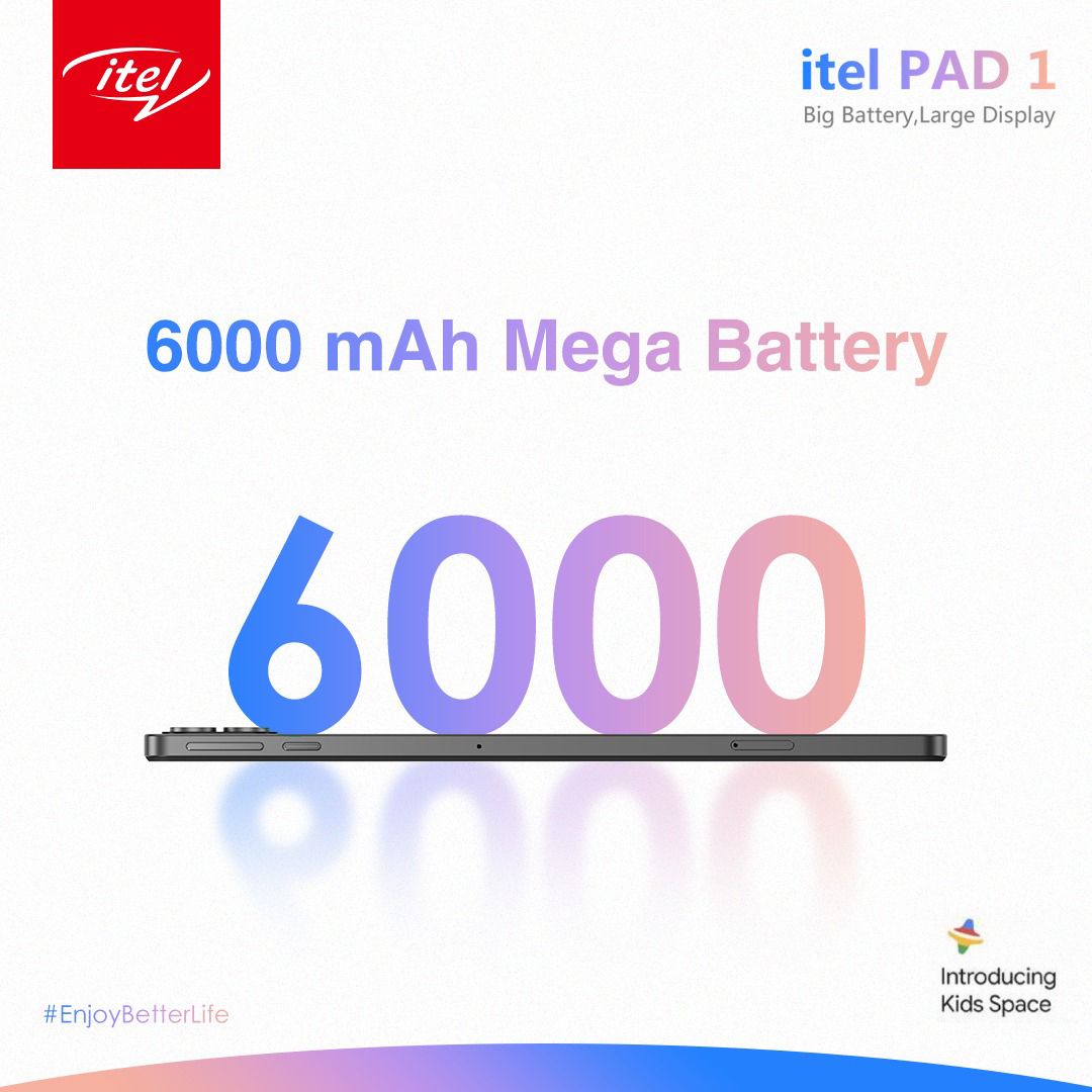 Pad 1 4G (P10001L) 10.1" Screen, 4GB RAM + 128GB ROM, 6000mAh, Android 12, 5MP + 8MP Camera, 4G Tablet - Grey+ Free Case