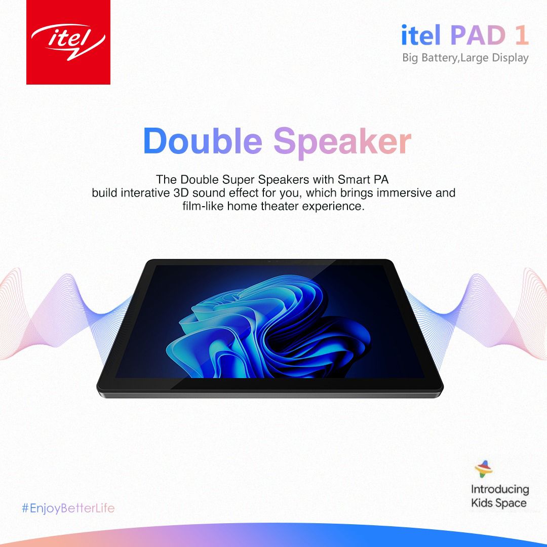 Pad 1 4G (P10001L) 10.1" Screen, 4GB RAM + 128GB ROM, 6000mAh, Android 12, 5MP + 8MP Camera, 4G Tablet - Grey+ Free Case