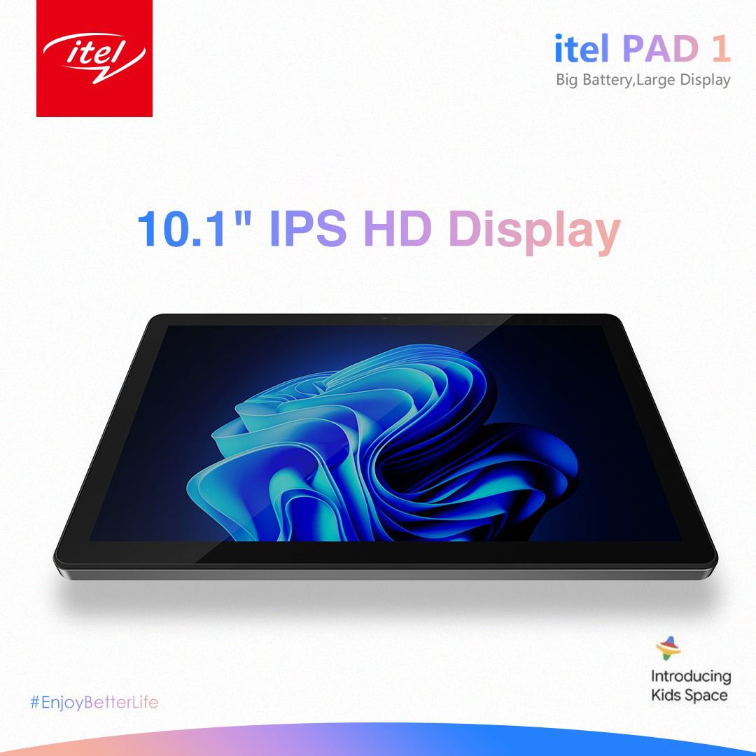 Pad 1 4G (P10001L) 10.1" Screen, 4GB RAM + 128GB ROM, 6000mAh, Android 12, 5MP + 8MP Camera, 4G Tablet - Grey+ Free Case