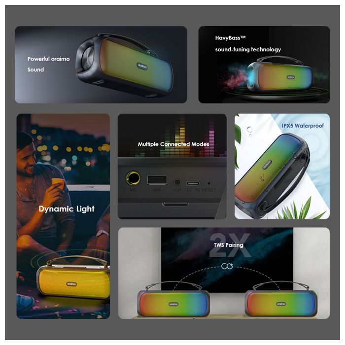 Boom Powerful Sound Massive Bass Dynamic Light Effects Portable Wireless Speaker