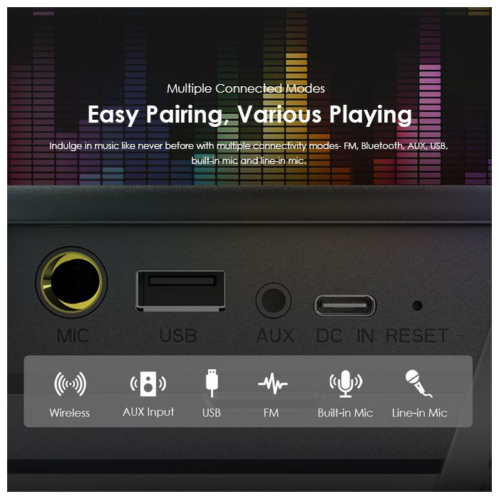 Boom Powerful Sound Massive Bass Dynamic Light Effects Portable Wireless Speaker