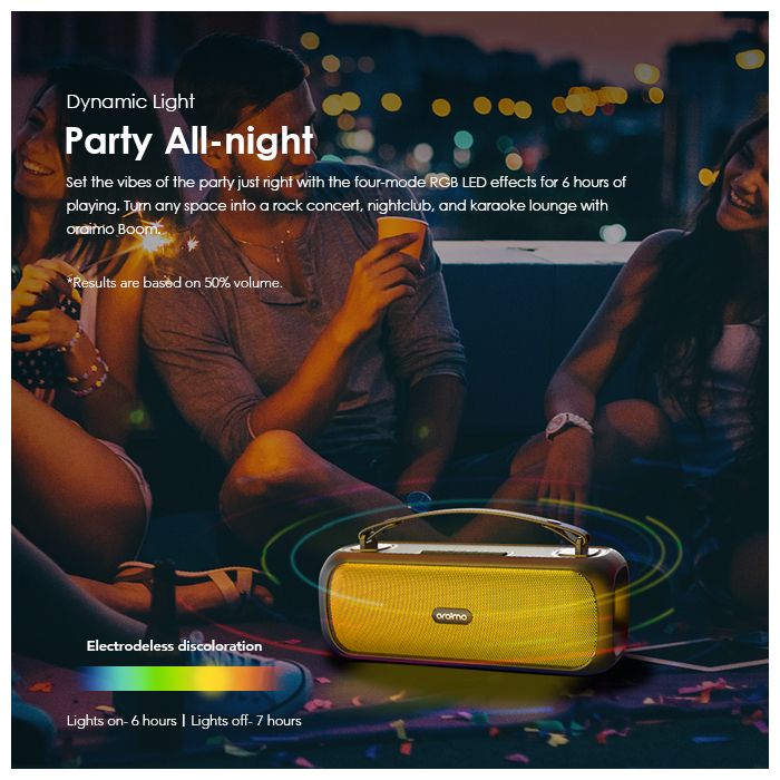 Boom Powerful Sound Massive Bass Dynamic Light Effects Portable Wireless Speaker
