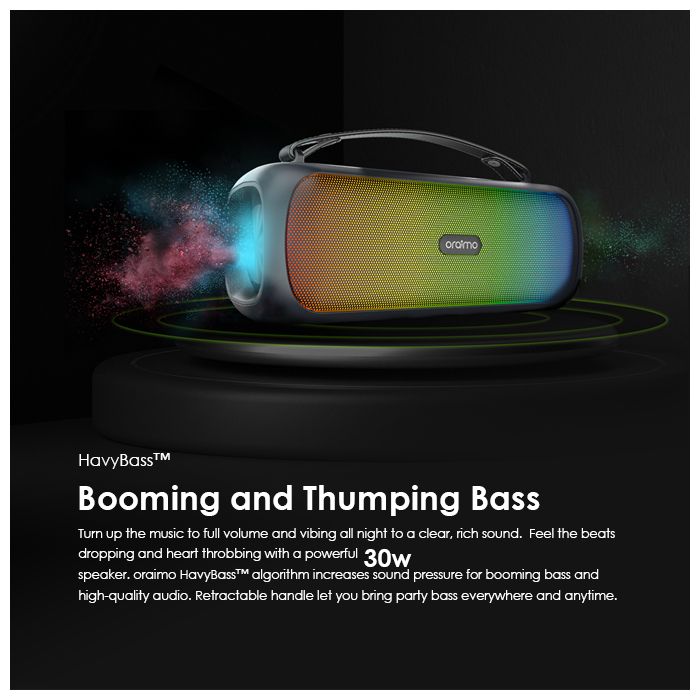 Boom Powerful Sound Massive Bass Dynamic Light Effects Portable Wireless Speaker