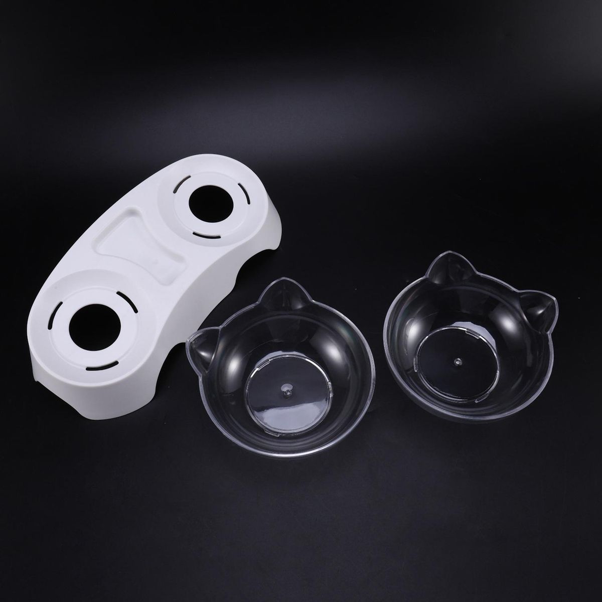 Cat Ears Shaped Cat Oblique Double Bowls Neck Protection