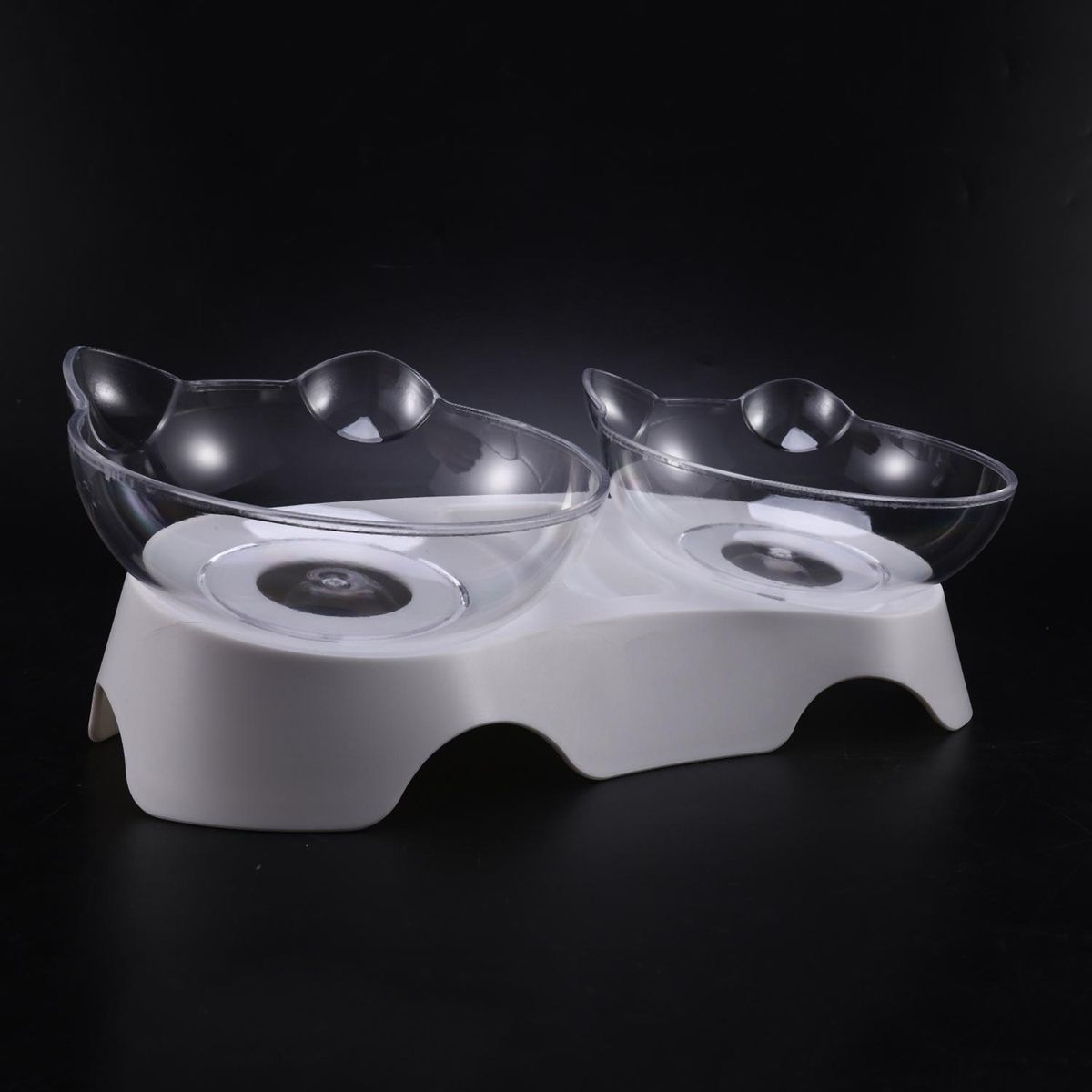 Cat Ears Shaped Cat Oblique Double Bowls Neck Protection