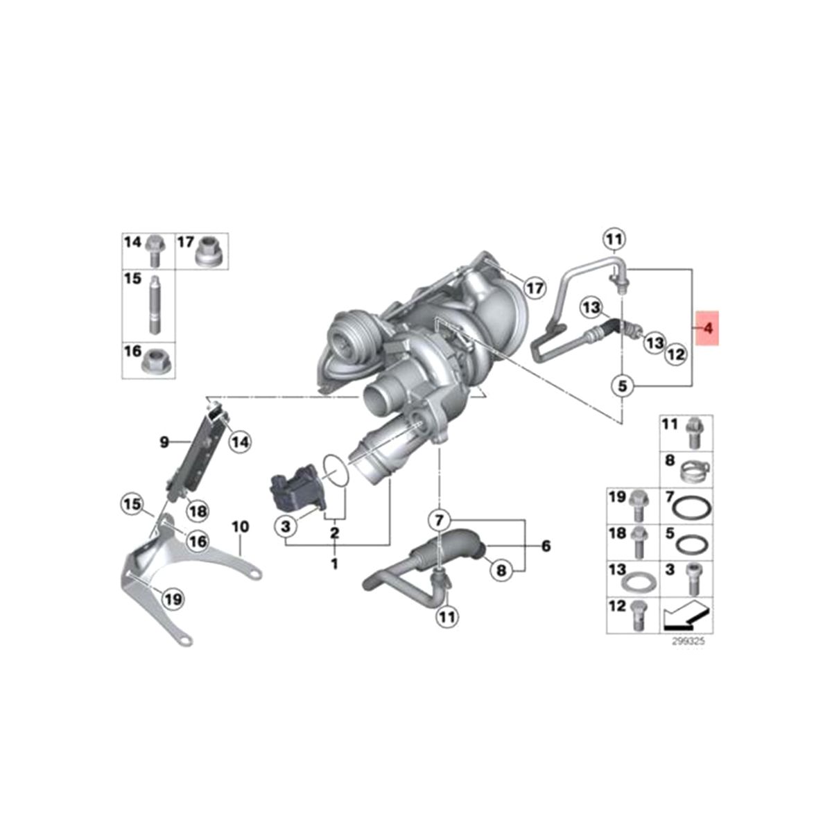11427608124 Engine Turbocharger Oil Return Hose Pipe for BMW N13 F20 F21 F30 3 Series