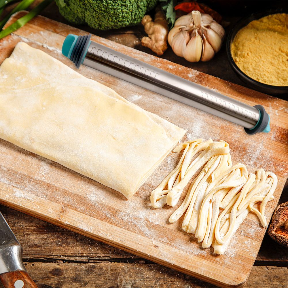 Rolling Pin For Baking Removable Ring Adjustable Stainless