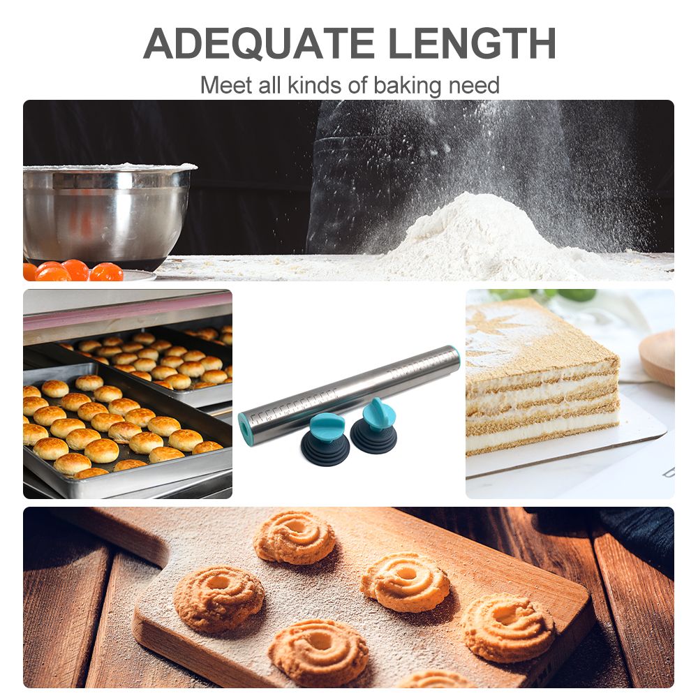 Rolling Pin For Baking Removable Ring Adjustable Stainless