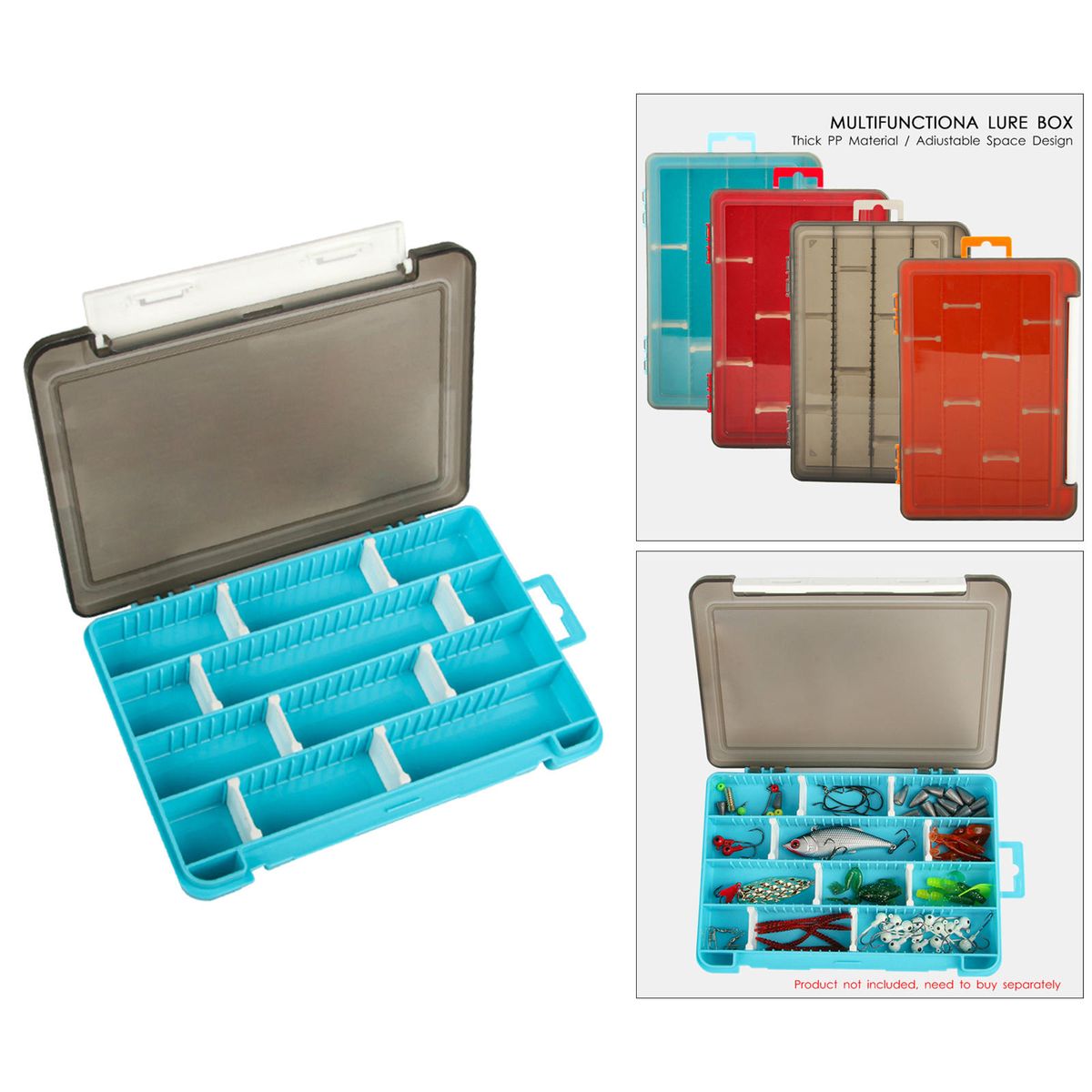 Box Clear Plastic Bait 12 Compartments Case For Blue