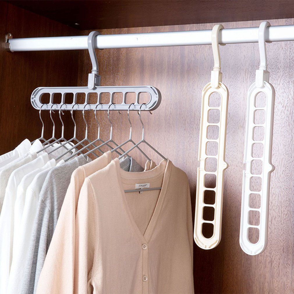 Rotating Nine-Hole Hanger Multi-Function Multi-Layer Folding Magic Hanger