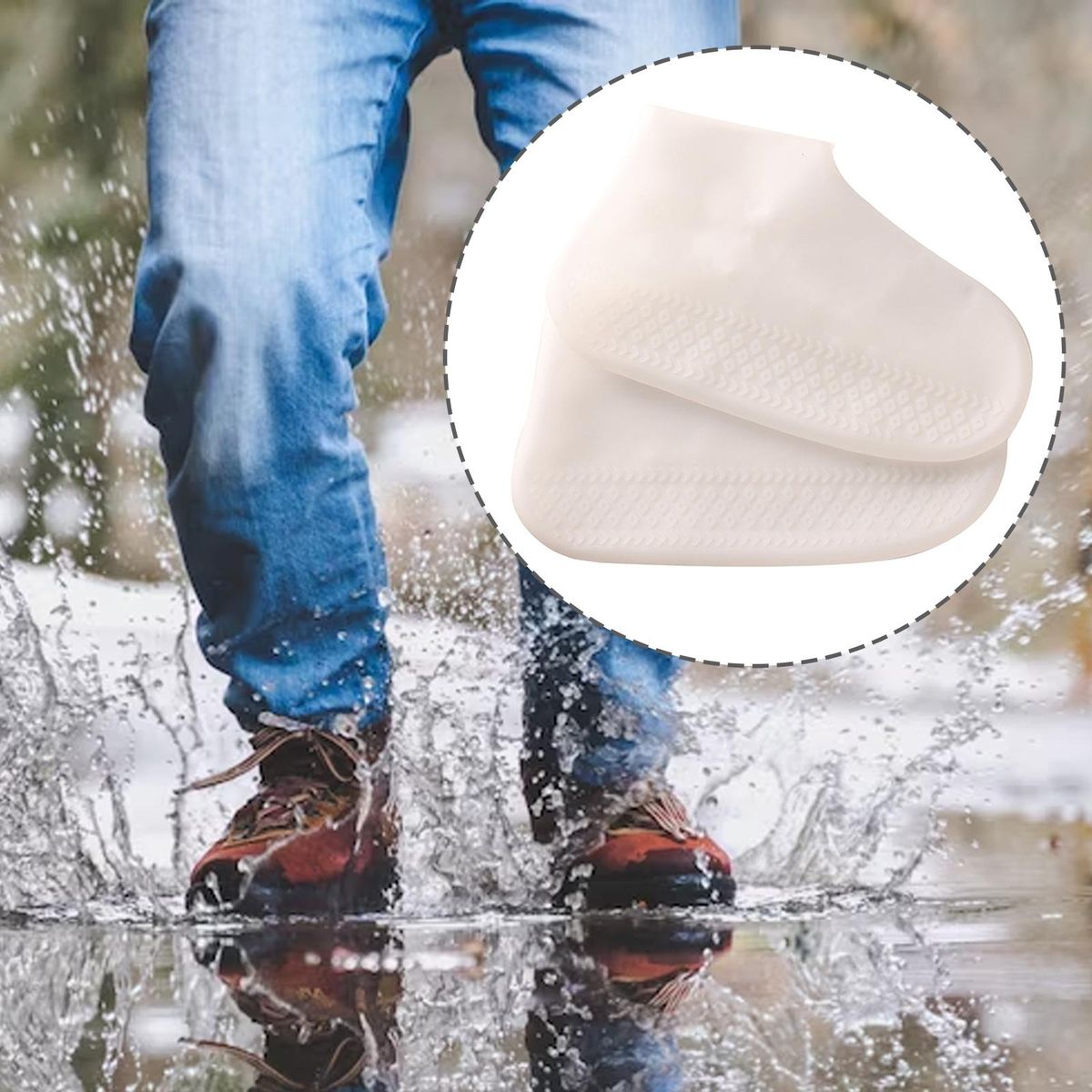 Silicone Waterproof Shoe Covers Foldable Durable White
