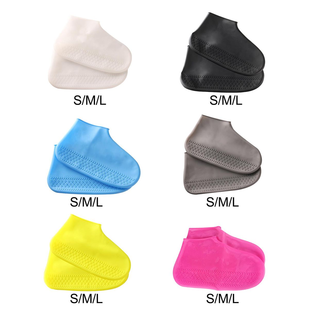 Silicone Waterproof Shoe Covers Foldable Durable White
