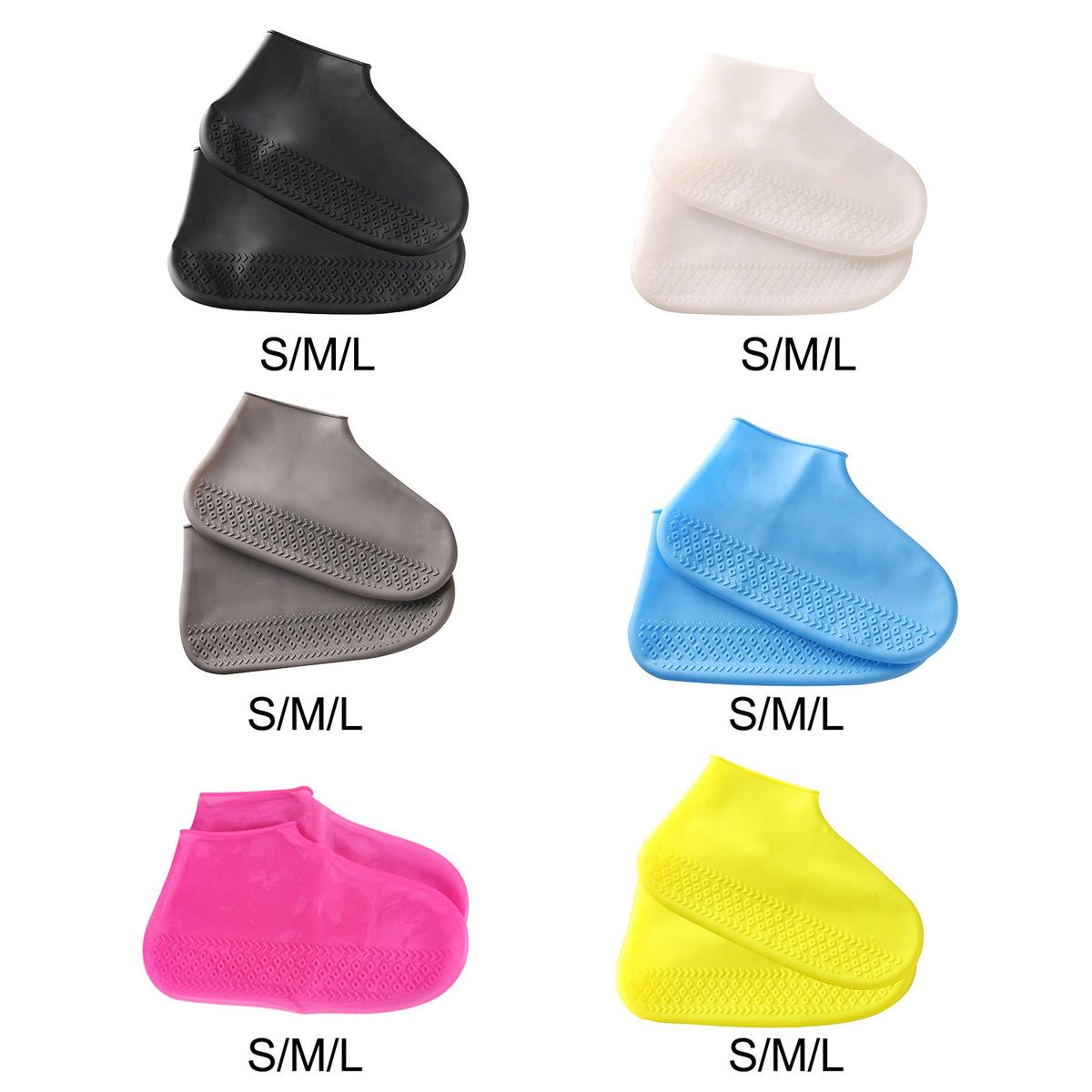 Silicone Waterproof Shoe Covers Foldable Durable White