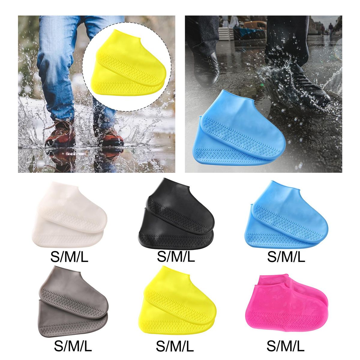 Silicone Waterproof Shoe Covers Foldable Durable White