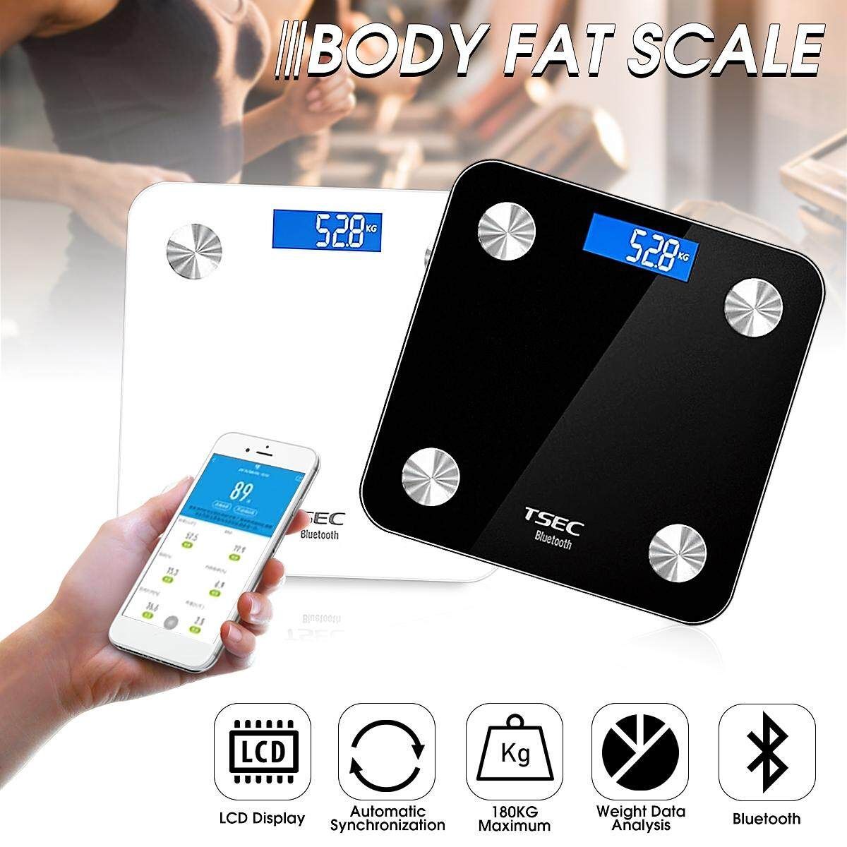 TS-8028 Bluetooth 4.0 LCD Smart Body Scales Weight Data Analysis Weight Tools White White (white)
