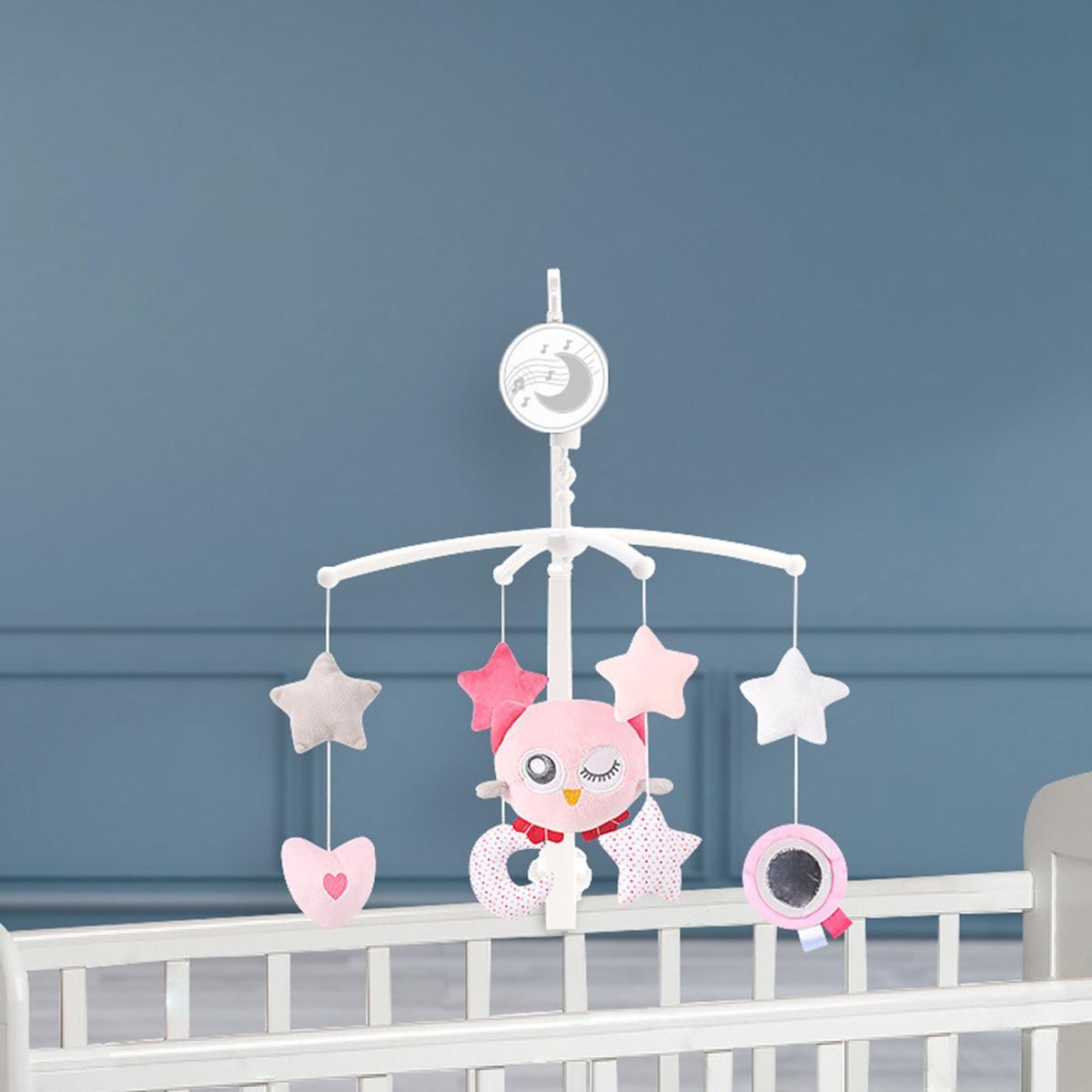 Musical Baby Crib Mobile with Hanging Rotating Toys Infant Bed Decoration for Baby Boys Girls