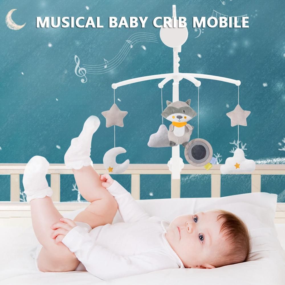 Musical Baby Crib Mobile with Hanging Rotating Toys Infant Bed Decoration for Baby Boys Girls
