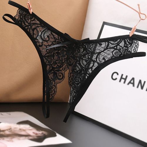 Full Transparent Women's Panties Sexy Lady Perspective Panty Breathable Quick Dry Mesh Lace Panties Underwear Brief Female(#D Black)