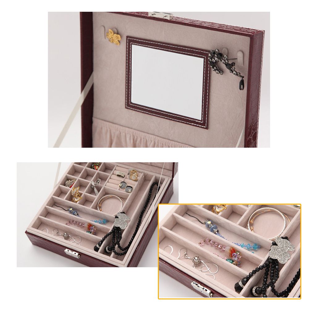 Jewelry Box Earring Ring Necklace Storage Organizer With
