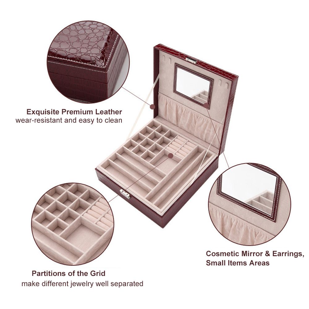 Jewelry Box Earring Ring Necklace Storage Organizer With