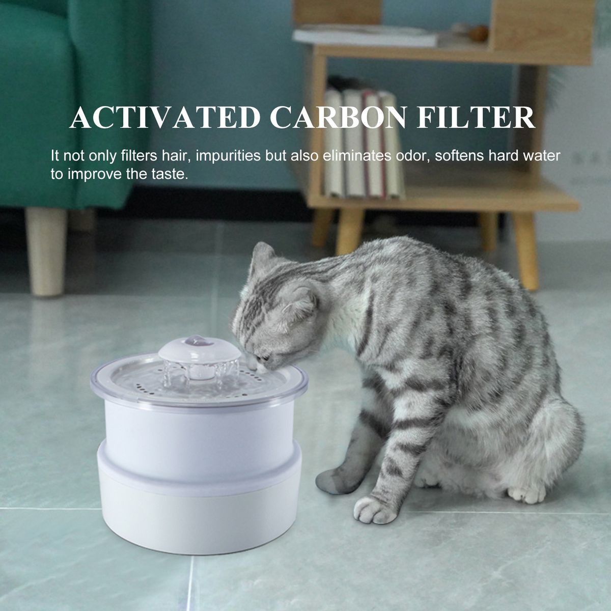 2.4L Cat Water Fountain With Night Night Auto Power Off Pet