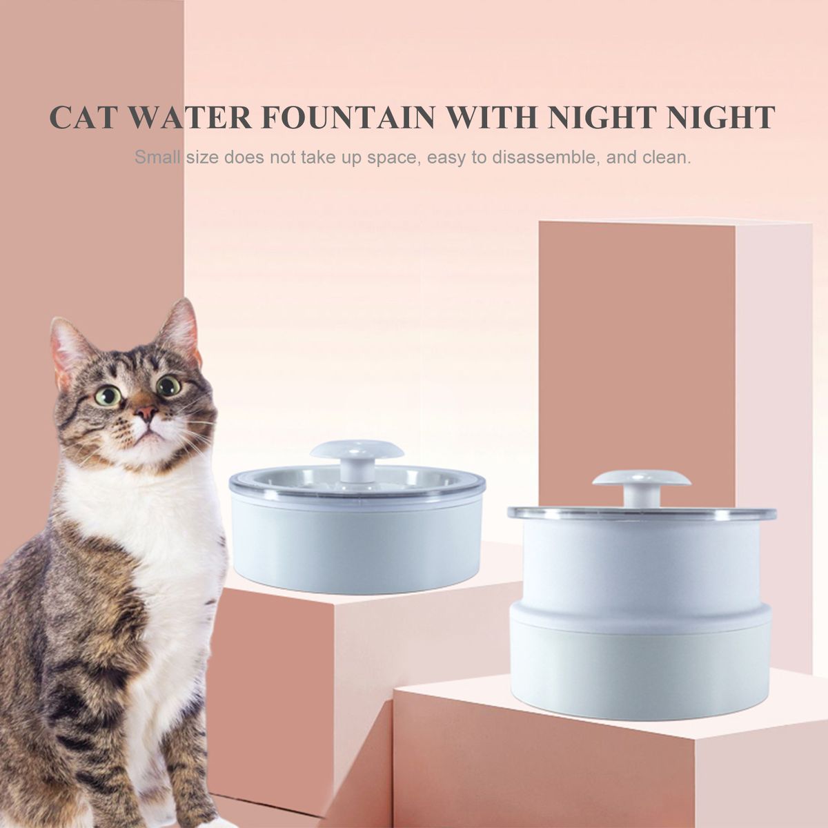2.4L Cat Water Fountain With Night Night Auto Power Off Pet