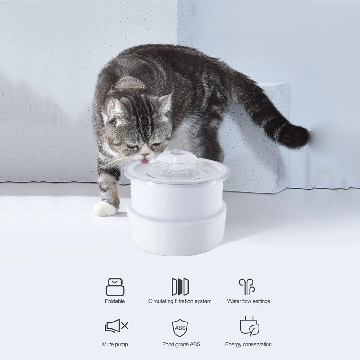 2.4L Cat Water Fountain With Night Night Auto Power Off Pet