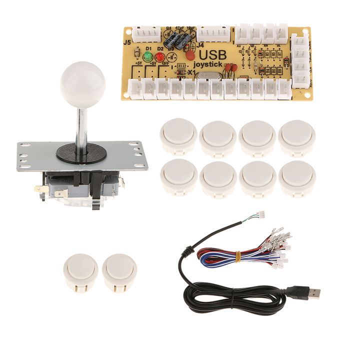 Arcade DIY Kits USB  With PC Joystick 5 Pin  10 Push White