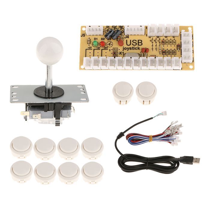 Arcade DIY Kits USB  With PC Joystick 5 Pin  10 Push White